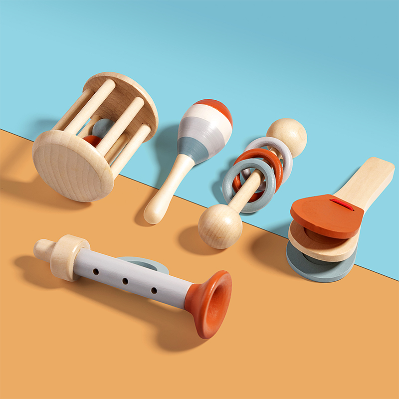 Baby Rattle Toy Set - Set di Sonagli in Legno Naturale,