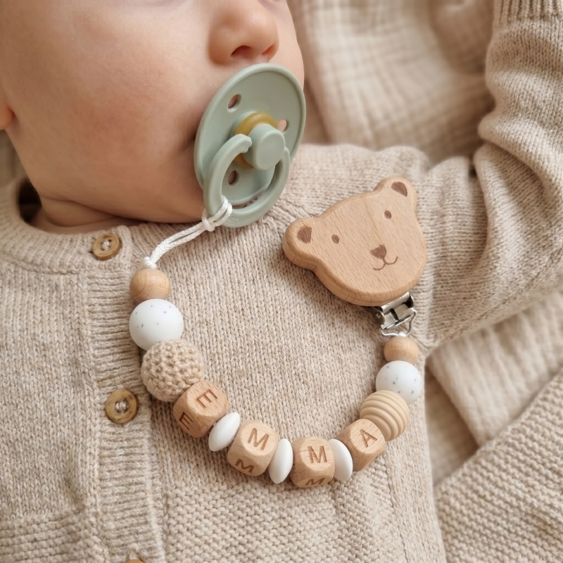 Baby Products Nipples - Catenella Portaciuccio Personalizzata con Nome, Perline